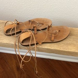 Madewell boardwalk tan lace up sandals